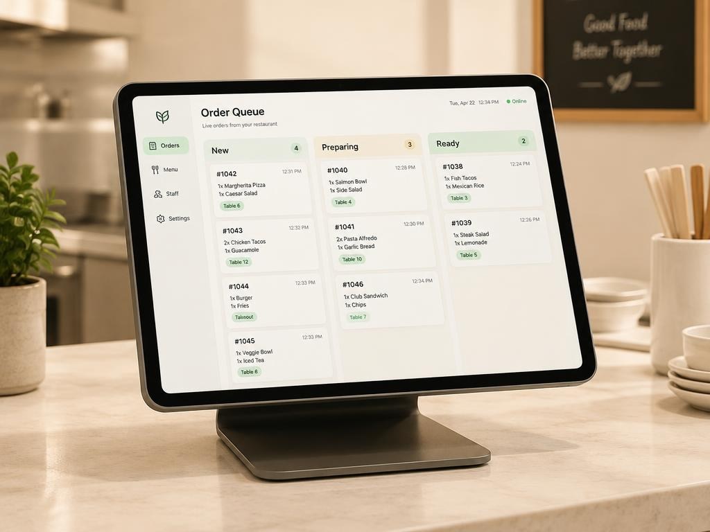 Order queue displayed on a counter tablet